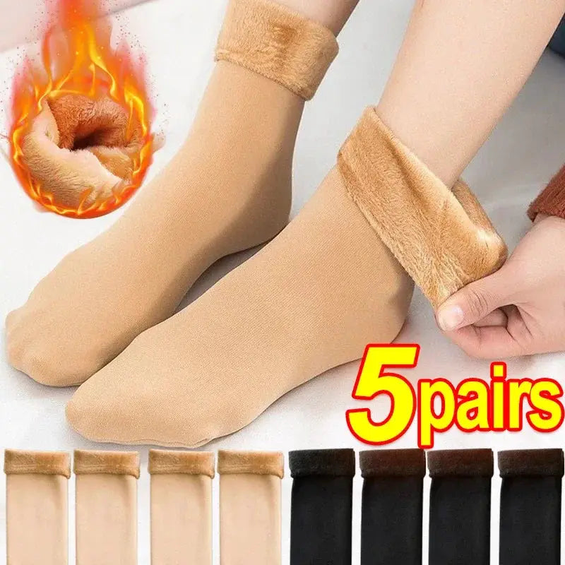 CozyNest Women Winter Thickened Short Socks Velvet Nylon Thermal Breathable Indoor Outdoor Cozy Warmth All Day Comfort