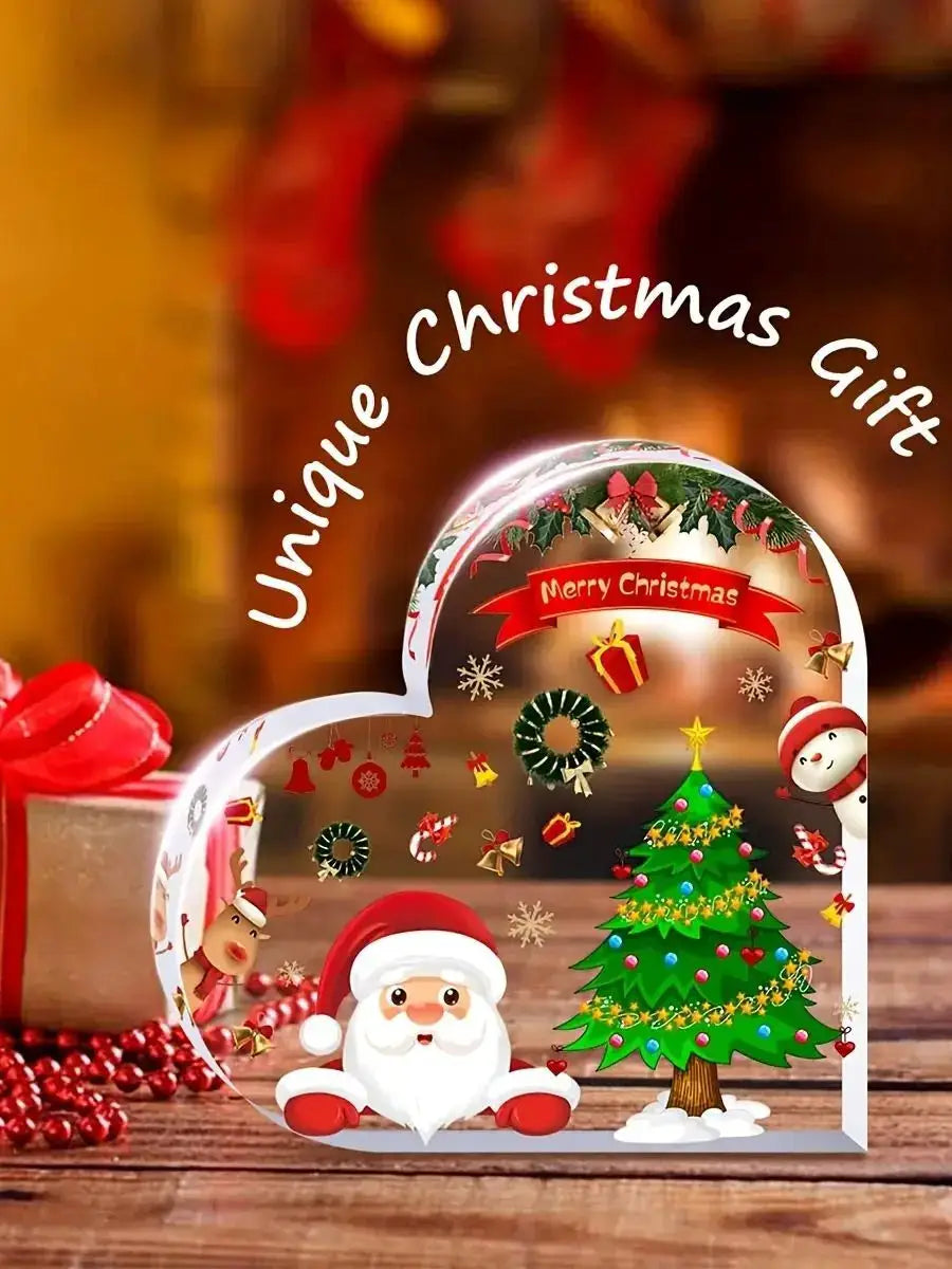 Cute Heart Shaped Christmas Decorations Acrylic For Dining Table Office Counter Desk Shelf Home Decor