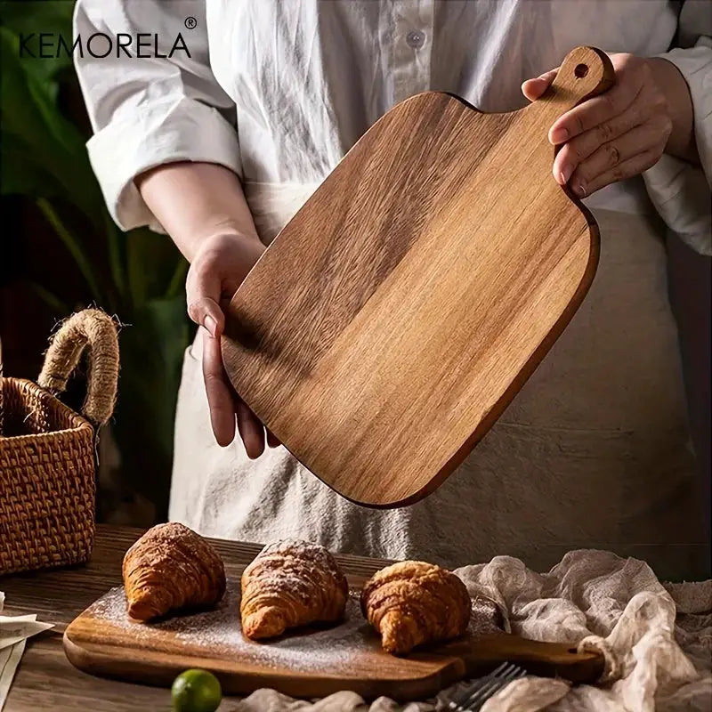 Wooden Cutting Board With Handle For Fish Cheese Bread Desserts Fruits And Vegetables Food Safe Durable Stylish Design