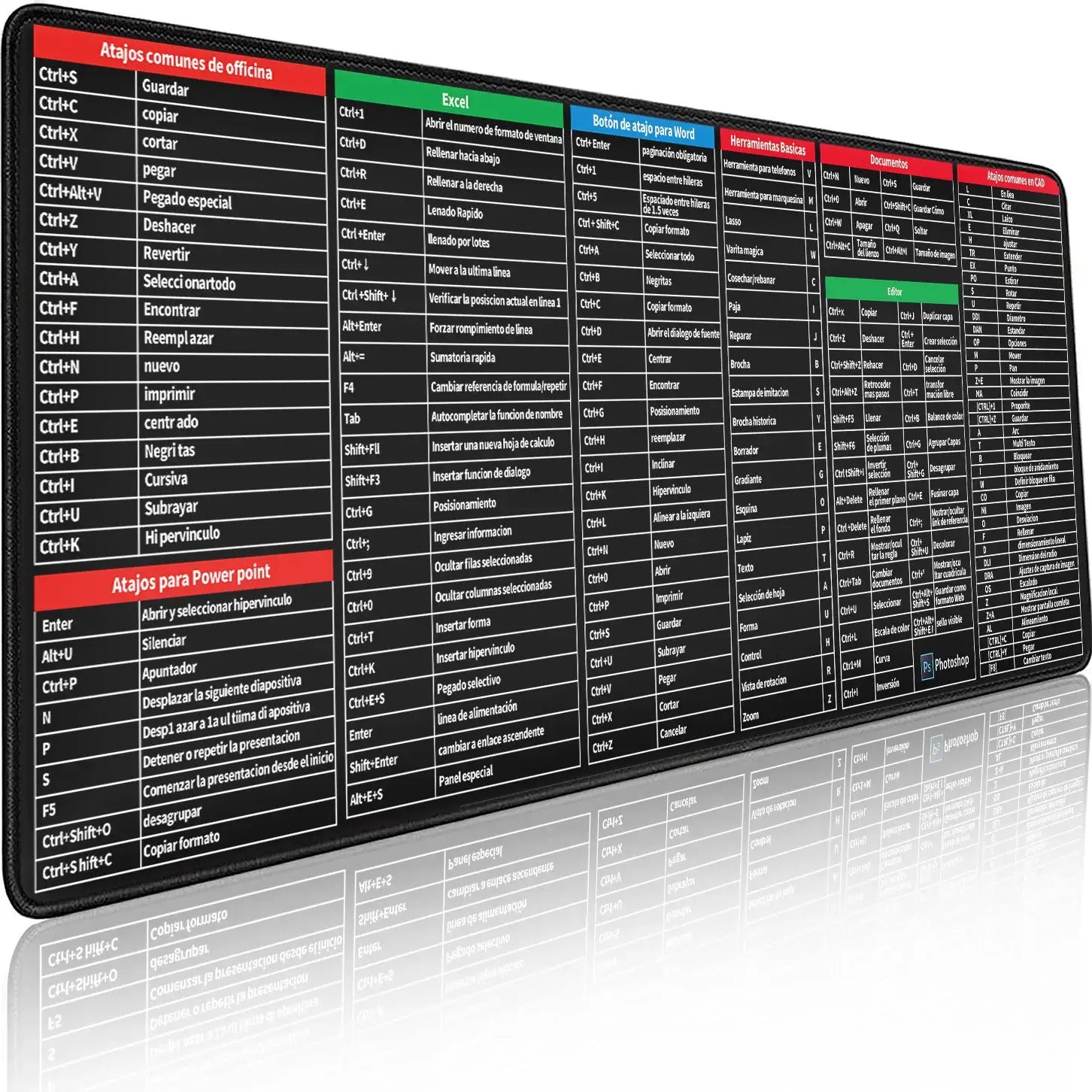 Spanish Excel Word Windows PPT Cheat Sheet Keyboard Mouse Pad For Office Workers And Students Office Desk Mat