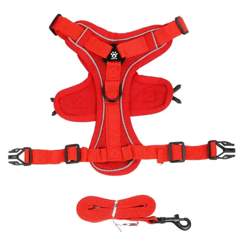 No Pull Dog Harness Leash Set Adjustable Reflective Vest for Small Dogs and Cats Quick Release Buckle