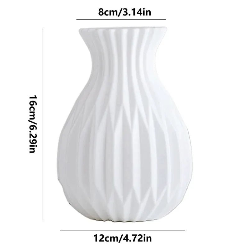 White Plastic Modern Vase For Living Room Decor Scandinavian Style Flower Pot Wedding Floral Arrangement Vase - Simples Market