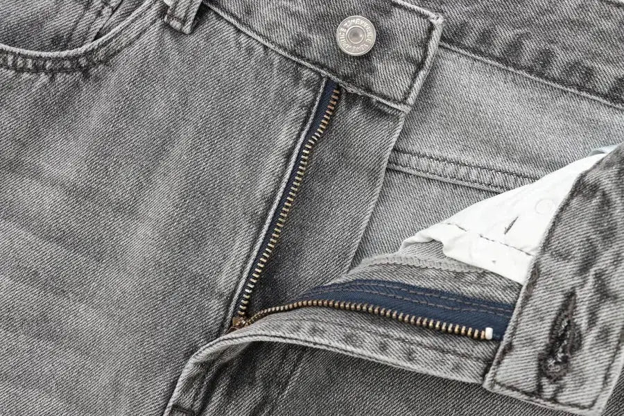 ETJ Wide Leg High Waist Jeans Women Five Pocket Washed And Comfortable