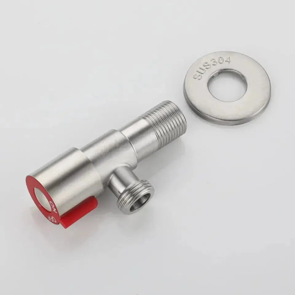 Stainless steel two-way angle valve with red lever and G1/2 thread water inlet, Simples Market