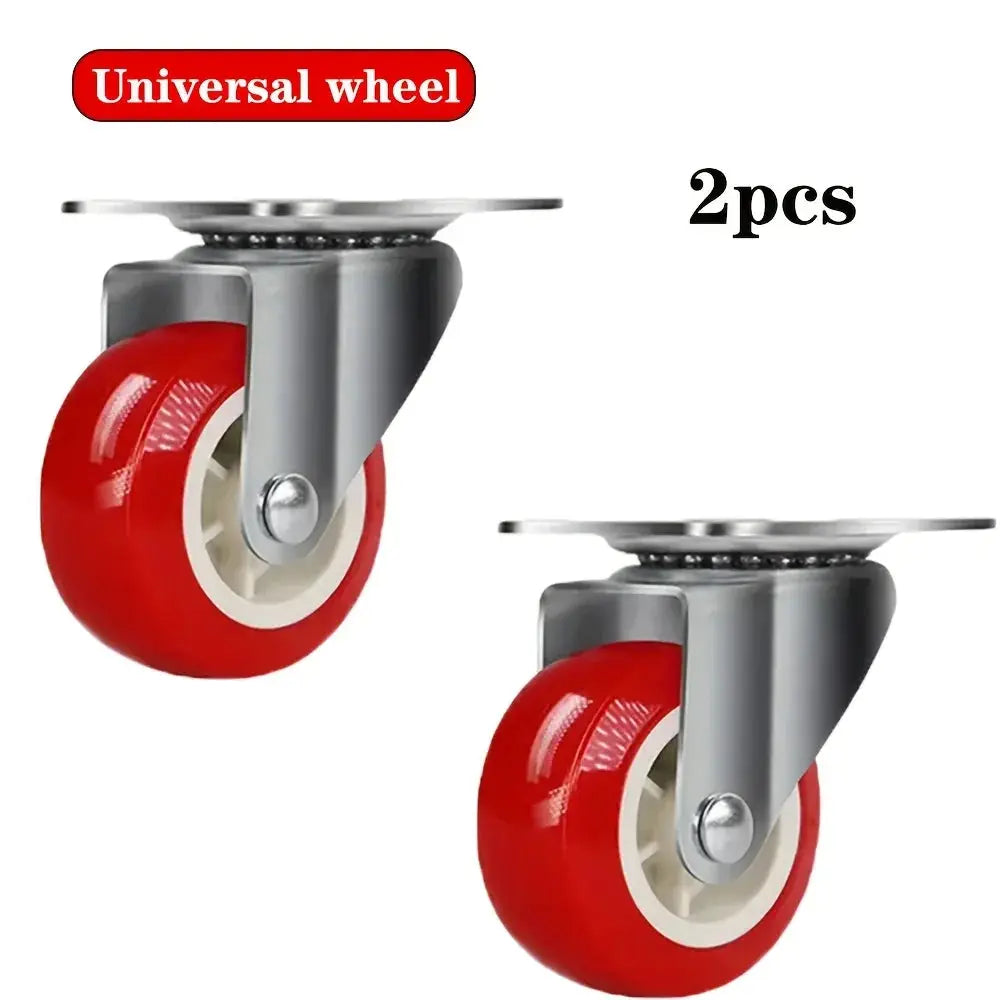 4 Pack PVC Casters 1.97 Inch Universal and Directional Quiet Red Wheels for Wheelbarrows and Furniture Trolleys