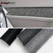 Car lining carpet felt cloth by Simples Market; self-adhesive non-woven, resistant three-roll pack in black gray.