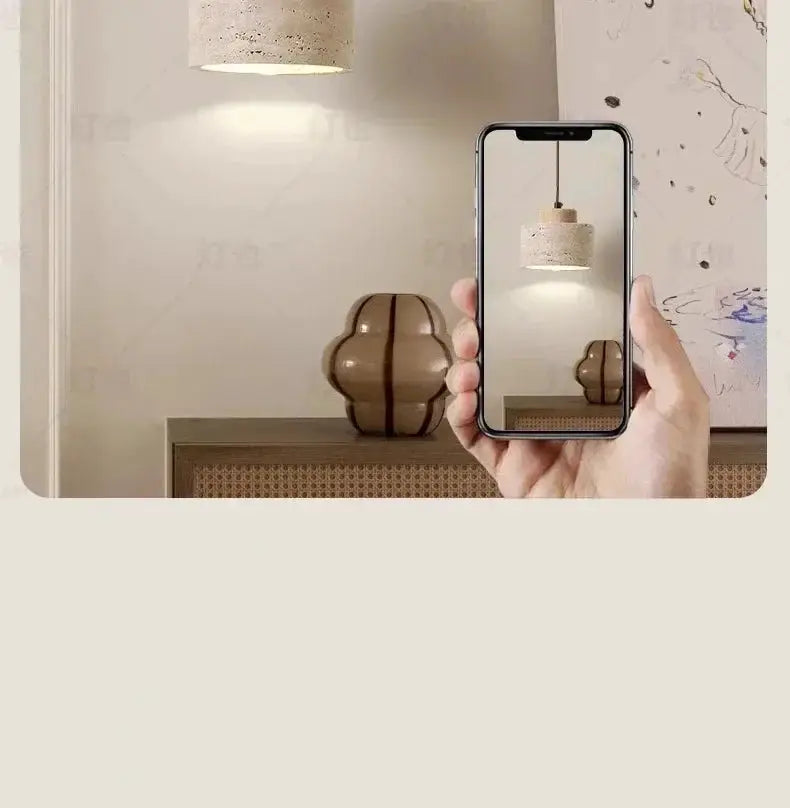 Led Pendant Lamp Yellow Cave Stone Chandelier; retro Nordic home lighting by Simples Market.