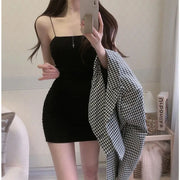 LuxStyle Elegant Solid Sling Sleeveless Sheath Mini Dress With Slimming Fit And Slight Stretch For Summer Elegance