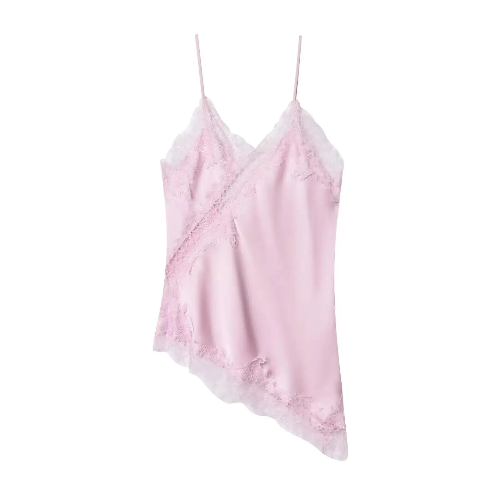 Sexy Women Asymmetrical Lace Slip Tops Backless Sleeveless Off Shoulder Beachwear With Elegant Lace