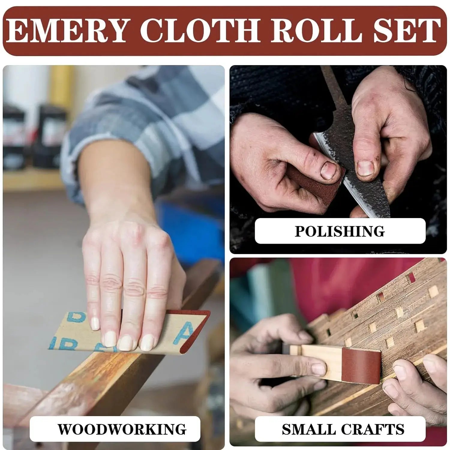 1 Inch Emery Cloth Roll Continuous Sandpaper For Wood Sanding Metal Polishing Car Detailing 2m And 5m