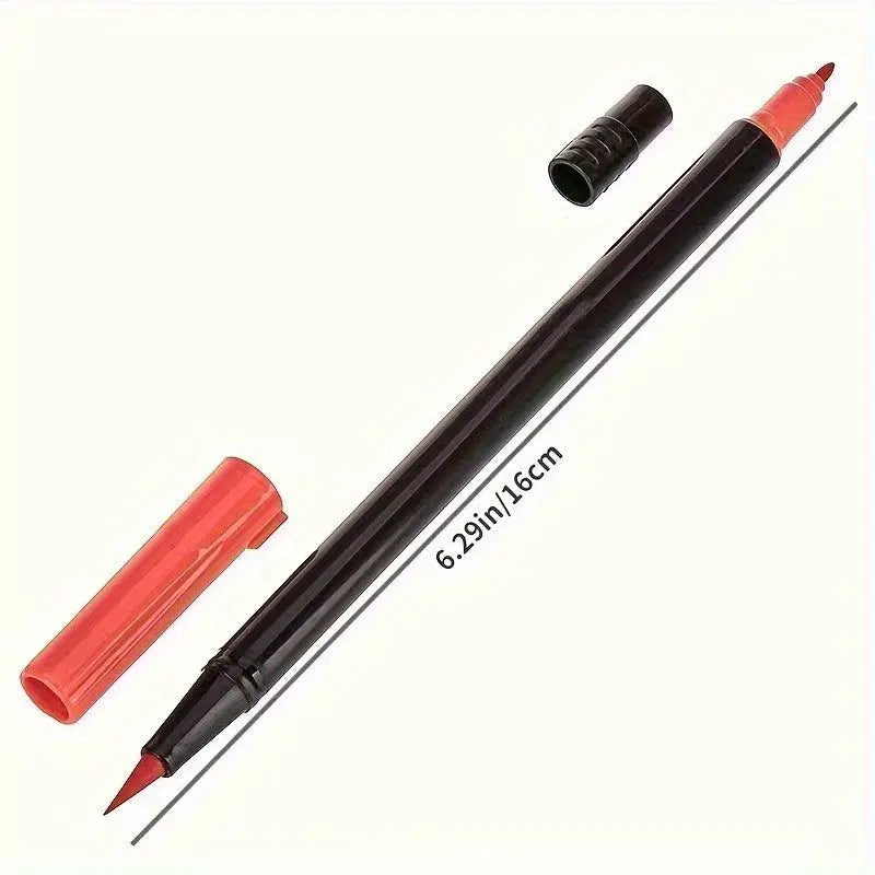 Vibrant double-ended watercolor marker by Simples Market with a black plastic body and red caps, 6.29in long.