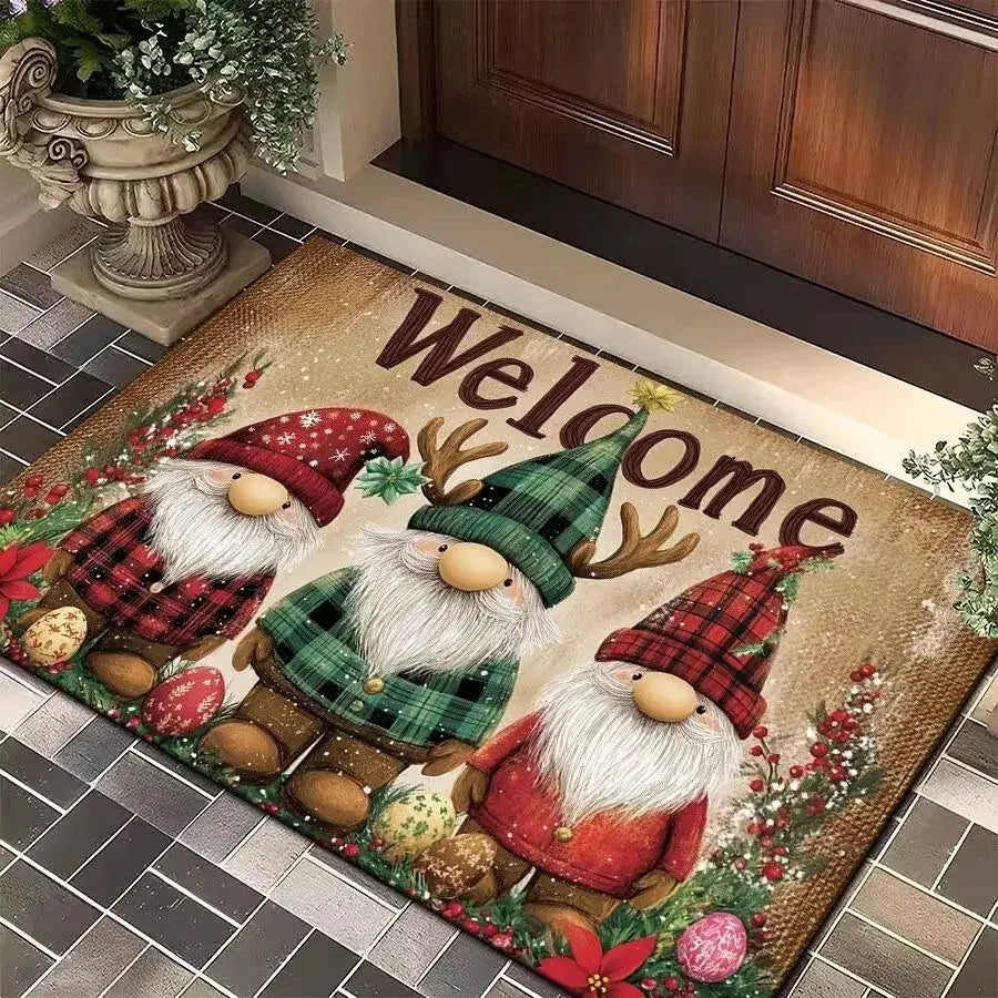 Christmas Tree Santa Claus Elk Entrance Doormat Anti Slip Floor Mat for Entry Door
