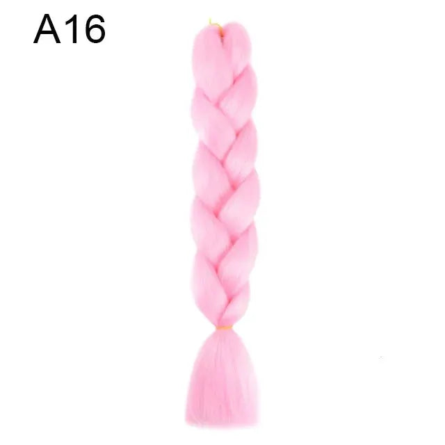 24-inch synthetic yaki braids hair jumbo braid extension in pink for women