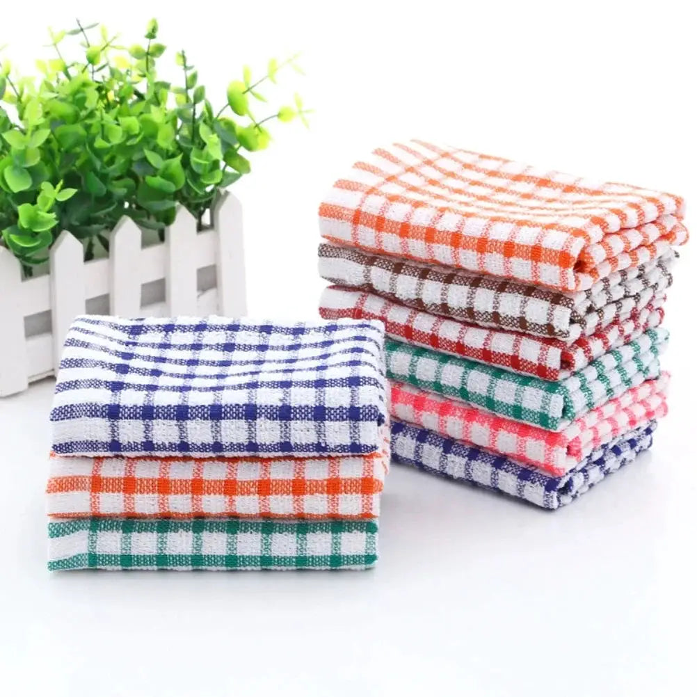 Cotton kitchen towels, 6-pack, Simples Market, checkered gingham in assorted colors