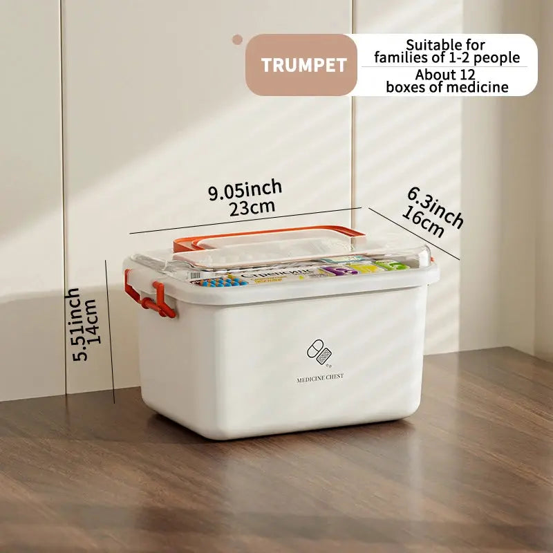 Large Capacity Portable Medicine Box With Multi Layer Drug Storage For Home First Aid Kit And Family Emergency