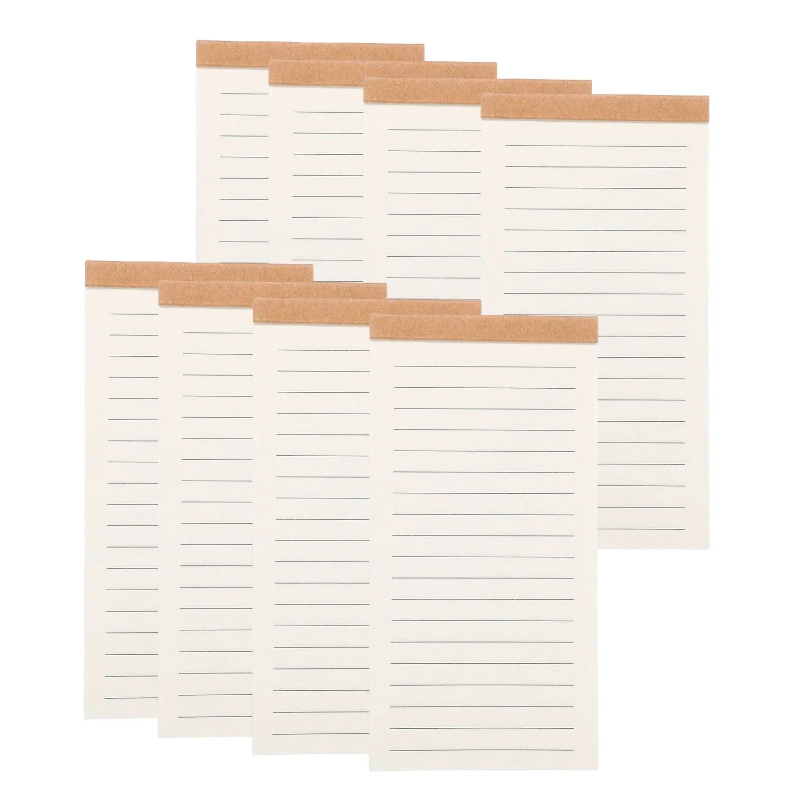 Eight 50-sheet pocket notepads with lined pages and kraft top edge
