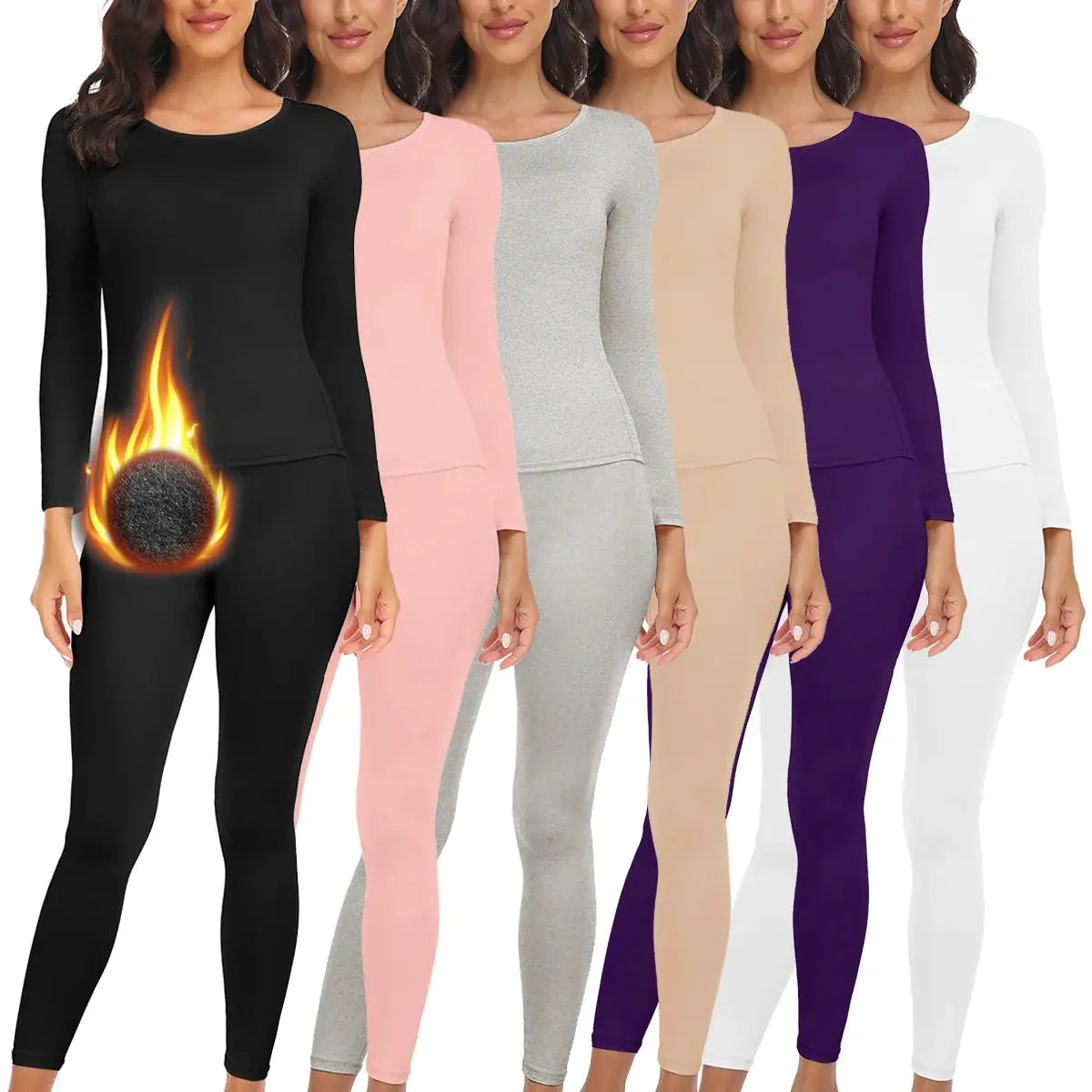 CozyCore Womens Thermal Underwear Set Two Pack Long Johns Fleece Lined Base Layer Ultra Soft Warmth