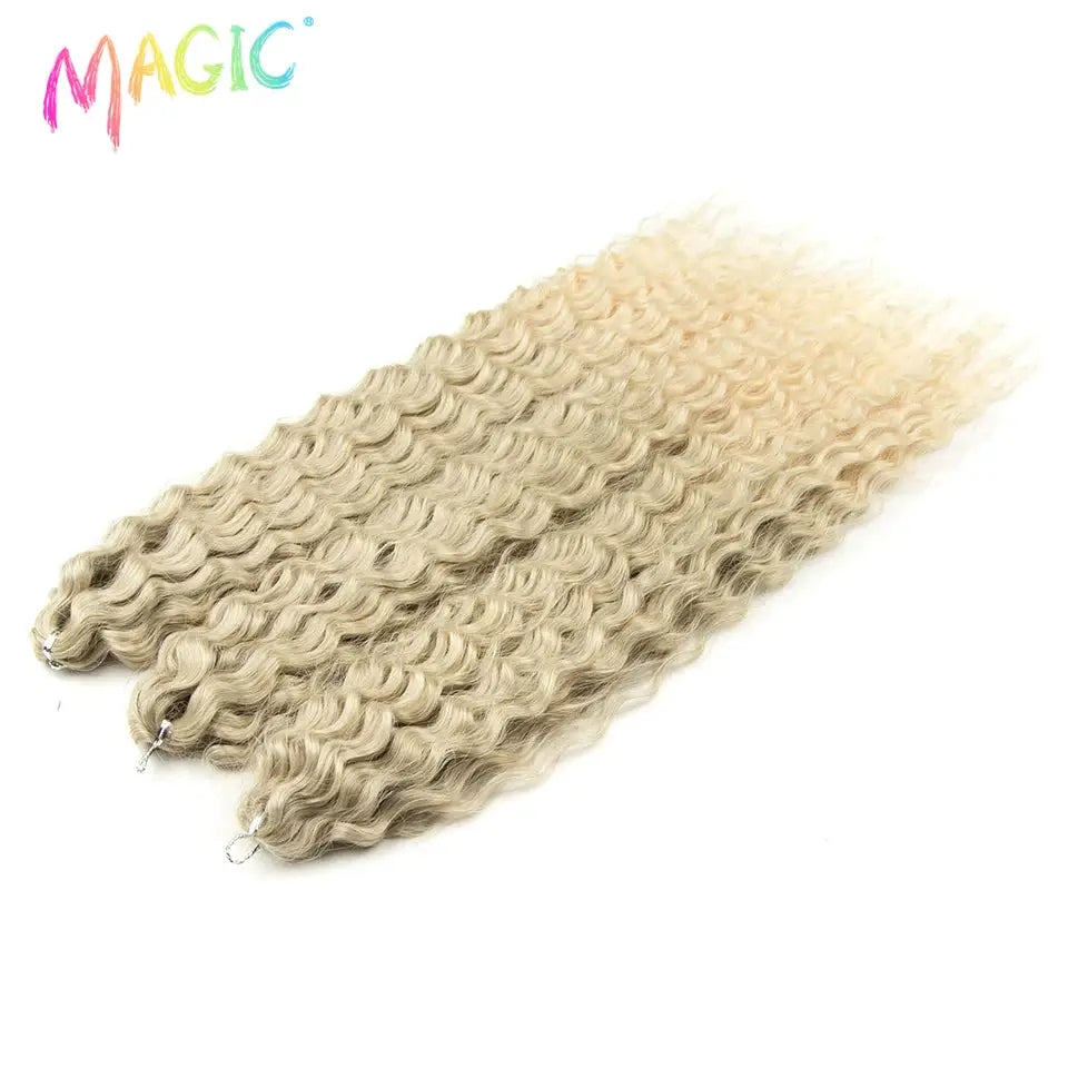 Magic Ariel Curl Crochet Hair extensions, ombre blonde, water wave, 22in, 3 bundles by Simples Market