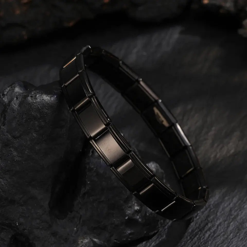 Trendy Square Italy Stainless Steel Bracelet Unisex Hip Hop Italian Modules Stretchable Gift Birthday Party Jewelry