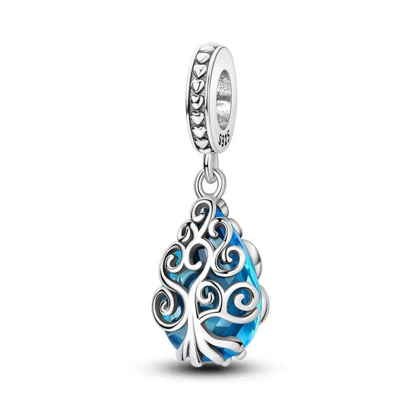 New 925 Sterling Silver Charms Beads Pendants Tree of Life Turtle Gemstone Sunflower for Women Bracelet Jewelry Gift
