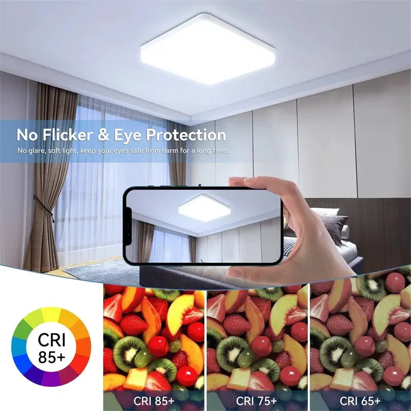 Simples Market square LED ceiling light panel, 110–220V, 15–50W, ideal for living room, bedroom or kitchen