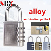 Simples Market 4-digit alloy padlock with 4-dial combo; weatherproof luggage security lock, 4 padlocks shown