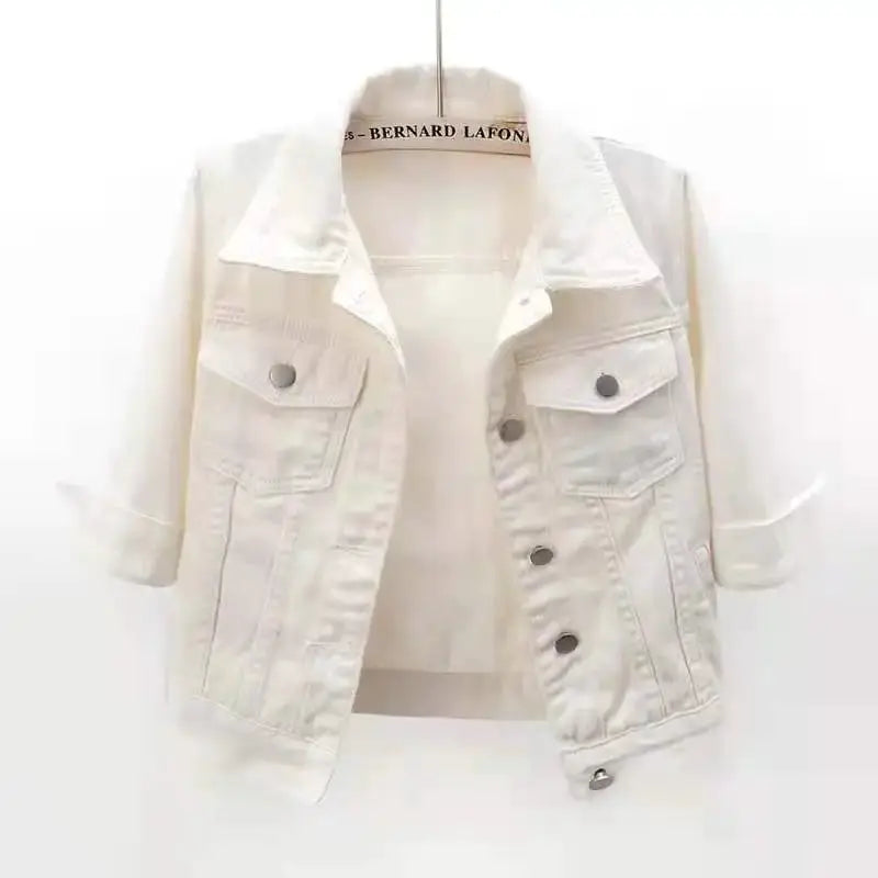 UrbanDenim Women Denim Jacket For Spring And Autumn Turn Down Collar Casual Outerwear