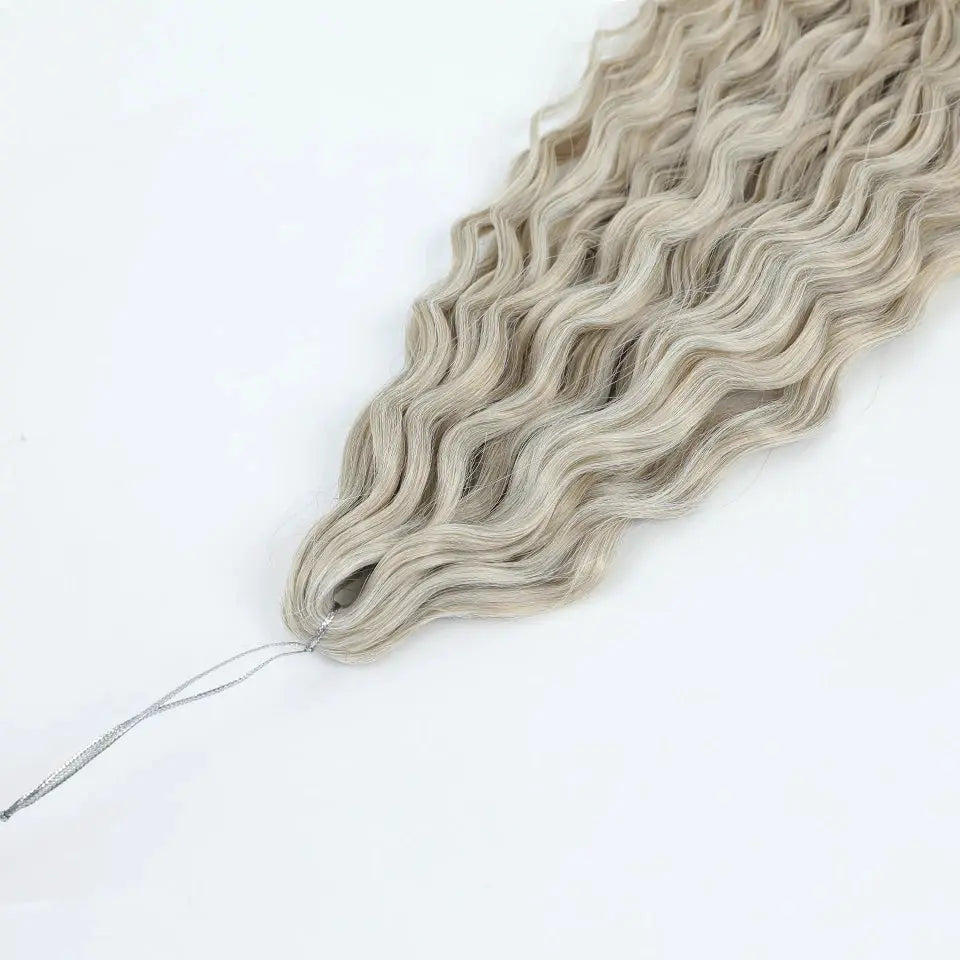 Ariel Curls water-wave crochet hair extensions in blonde-pink ombre with synthetic Afro curls