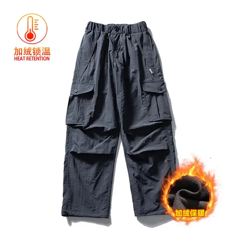 Ultra Loose outdoor cargo pants by Simples Market, black wide-leg, waterproof quick-dry