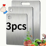 Stainless Steel Cutting Boards Set Three BPA Free Dishwasher Safe Non Slip With Juice Groove Rustproof Space Saving