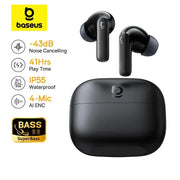 Baseus Bass EP10/BP1 NC true wireless earbuds with charging case, black, 4-mic AI ENC