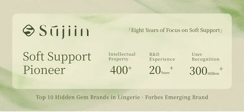 Stijiin Soft Support Pioneer lingerie brand card with logo and stats