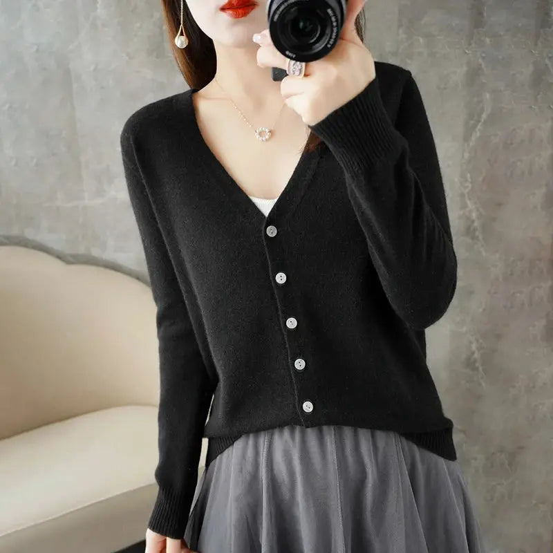 Zhi D035 V Neck Loose Knit Cardigan For Women Warmth And Daily Comfort For Autumn And Winter