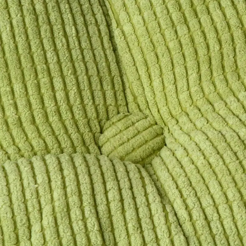 Tufted seat cushion lime green fabric with ribbed texture; Simples Market chair pad 50x50cm
