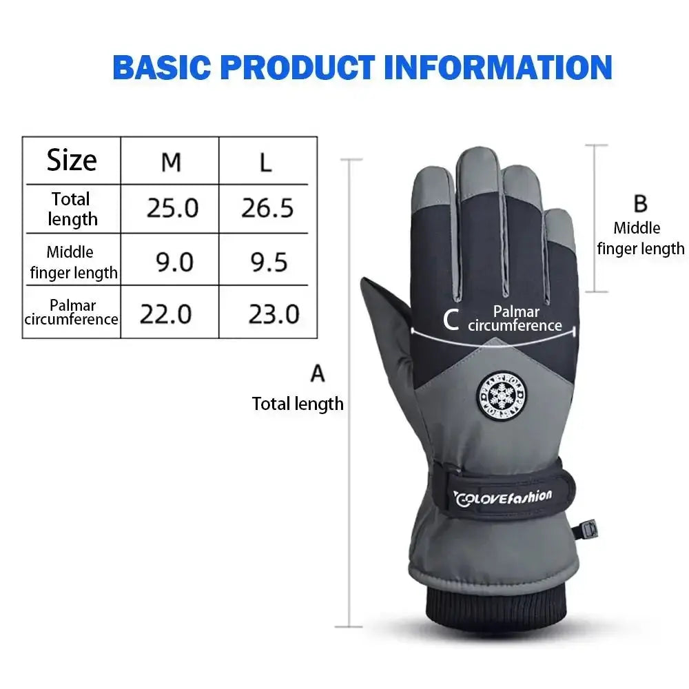 Winter Snowboard Ski Gloves PU Leather Non Slip Touchscreen Waterproof Fleece Warm Riding Gloves For Motorcycle Cycling