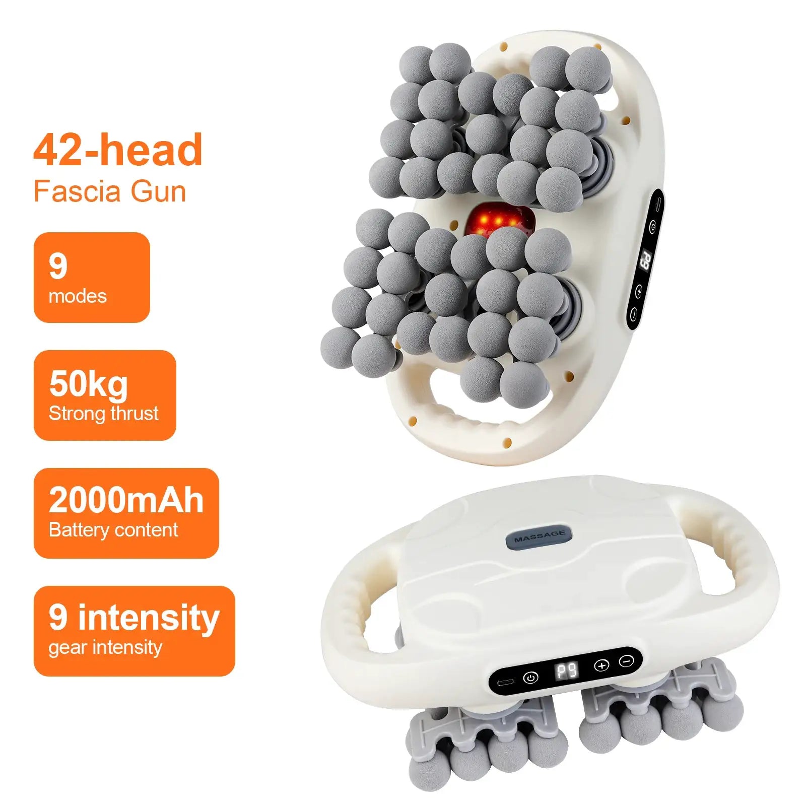 42-head fascia gun massager by Simples Market with 50kg thrust and 2000mAh battery