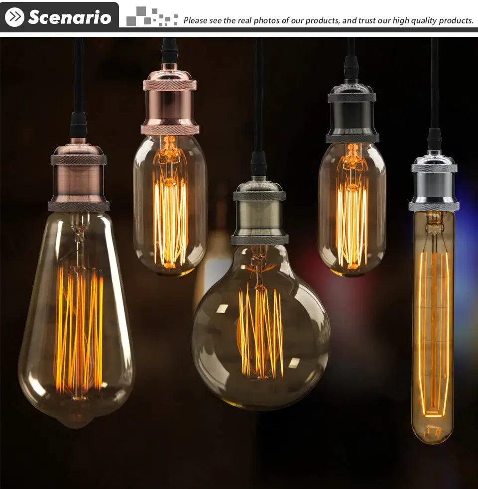 Simples Market aluminum pendant lights, industrial vintage Edison bulbs, five hanging lamps