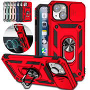 Armor shockproof magnetic ring-stand case for iPhone; red with built-in ring holder, 9-color set by Simples Market