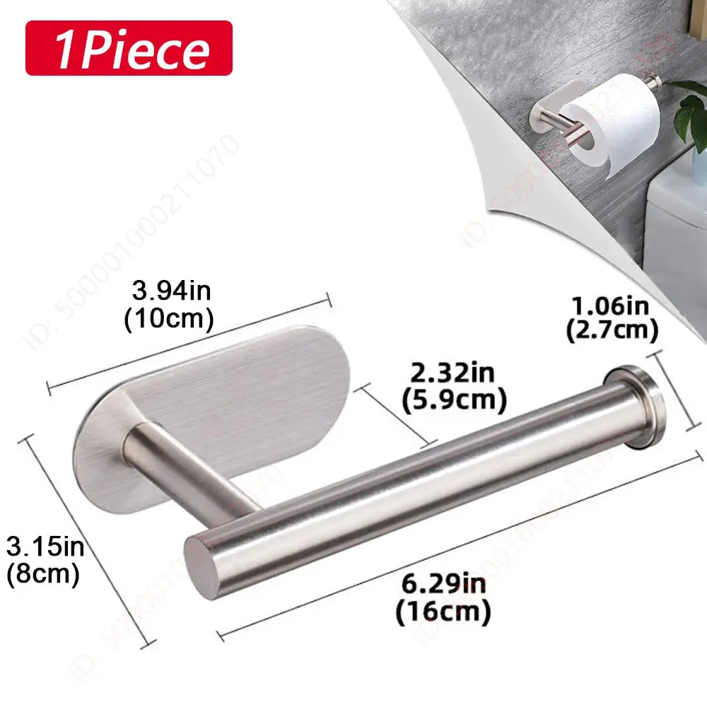 Adhesive Stainless Steel Toilet Paper Rack And Kitchen Towel Holder