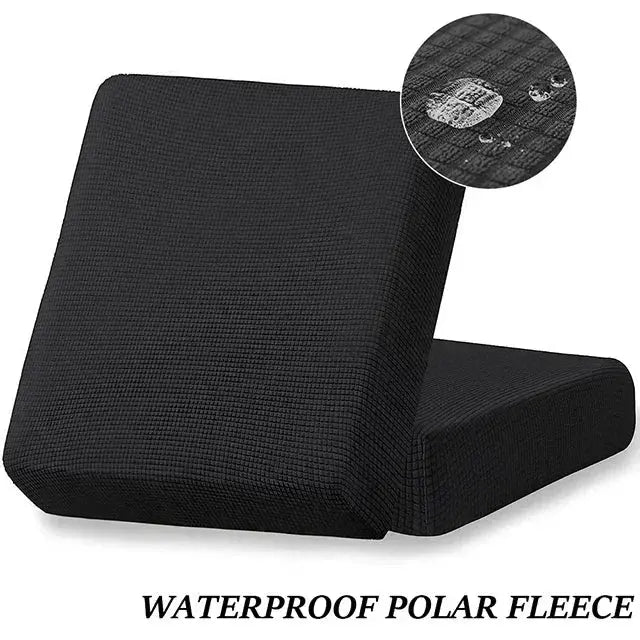 Simples Market waterproof sofa seat cushion cover, black jacquard polar fleece, elastic removable couch protector