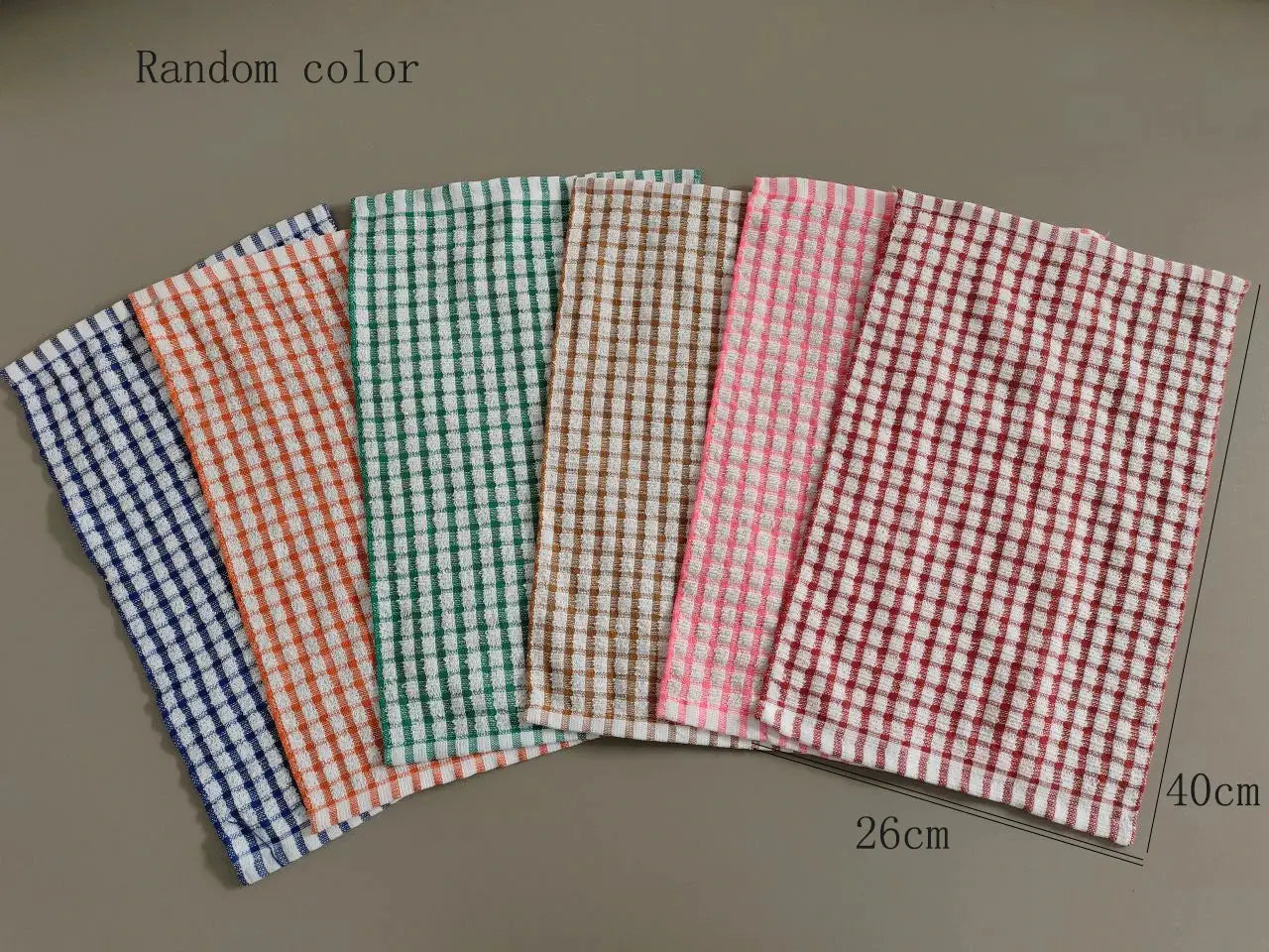 Simples Market 6-pack cotton kitchen towels in assorted gingham colors for cleaning and drying dishes.