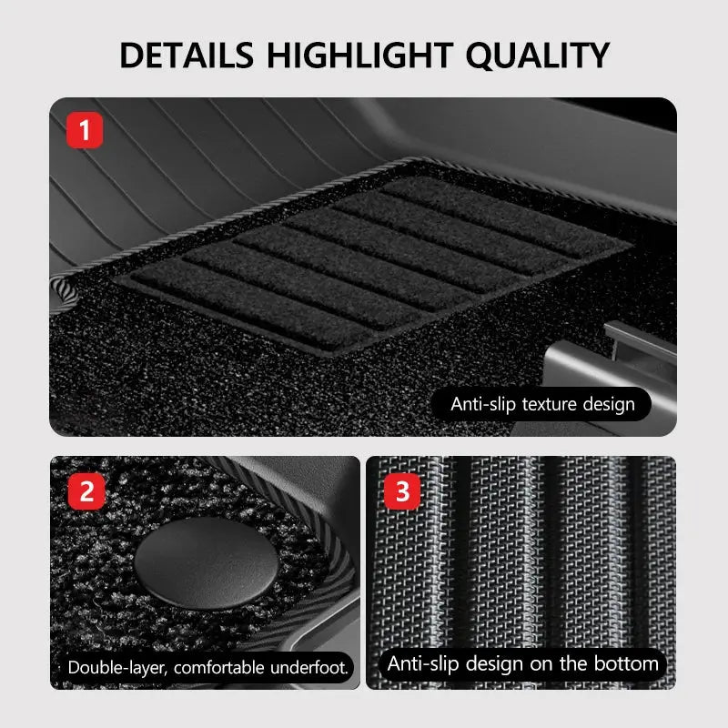NovaAcc floor mats for Tesla Model Y/Model 3 by Simples Market, anti-slip texture and double layer