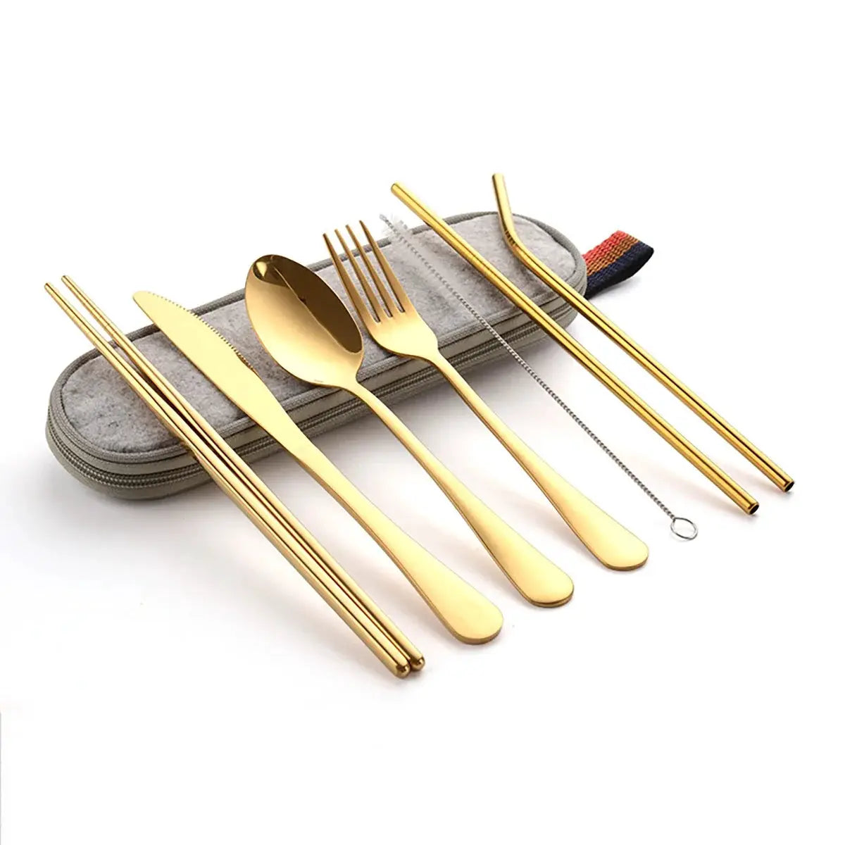 EcoNest 8 Piece Portable Tableware Set In One Box Stainless Steel Utensils For Outdoor Picnics Travel Eco Friendly