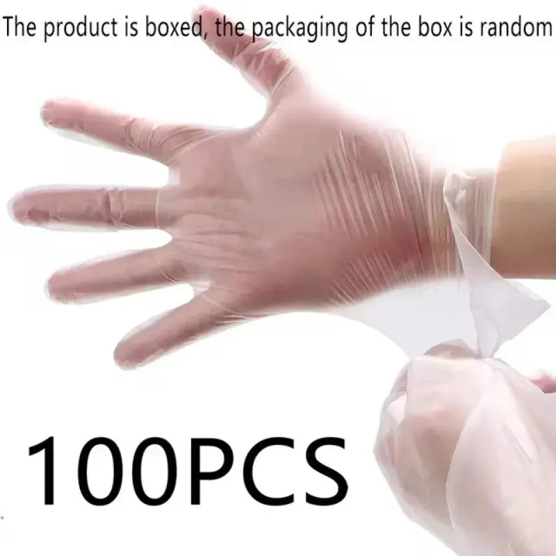 Disposable TPE gloves, 100pcs, transparent, waterproof for kitchen and cleaning