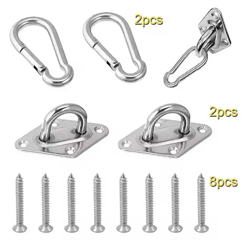 Two Pack Heavy Duty Wall and Ceiling Mount Hooks Stainless Steel Swing Chair Brackets with Eye Plate