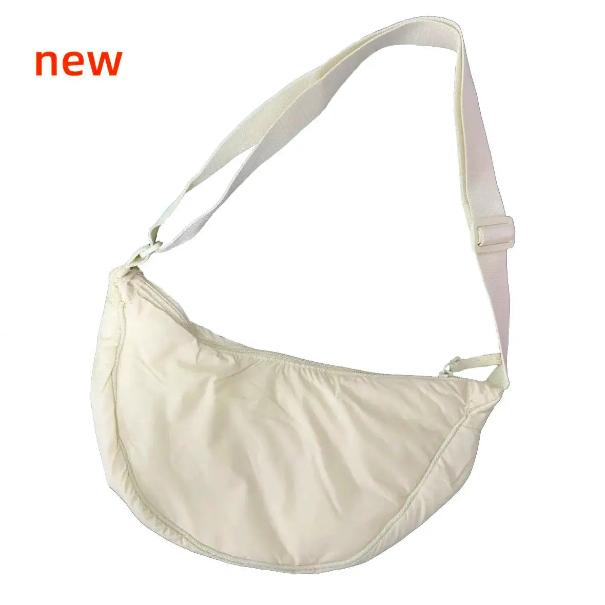 Simples Market solid color women's shoulder bag, cream nylon with padded crossbody strap