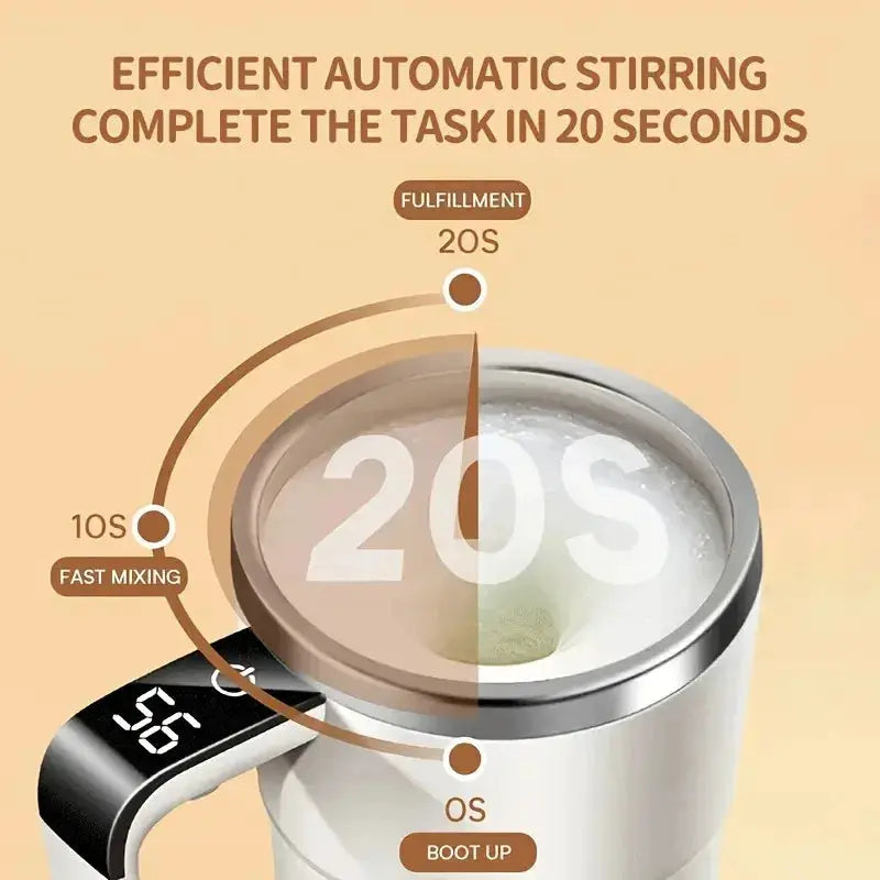380ml Electric Coffee Self Mixing Mug IP67 Waterproof USB Charging Digital Display Automatic Magnetic Stirring Cup