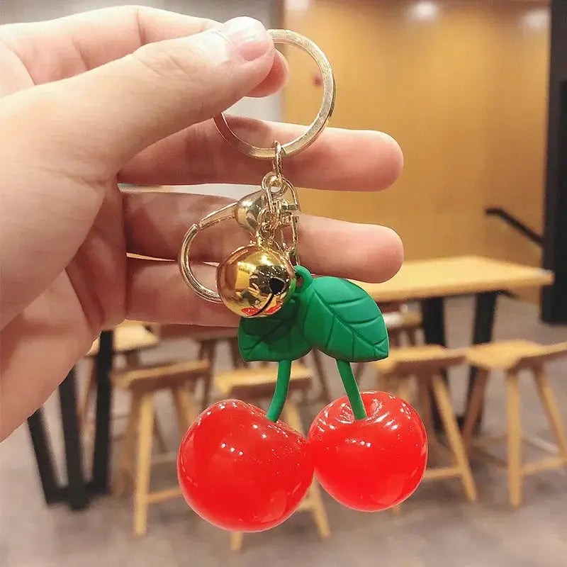 Crystal Cherry Charm Bag Pendant Keychain Lightweight High Grade Metal Accessory For Women