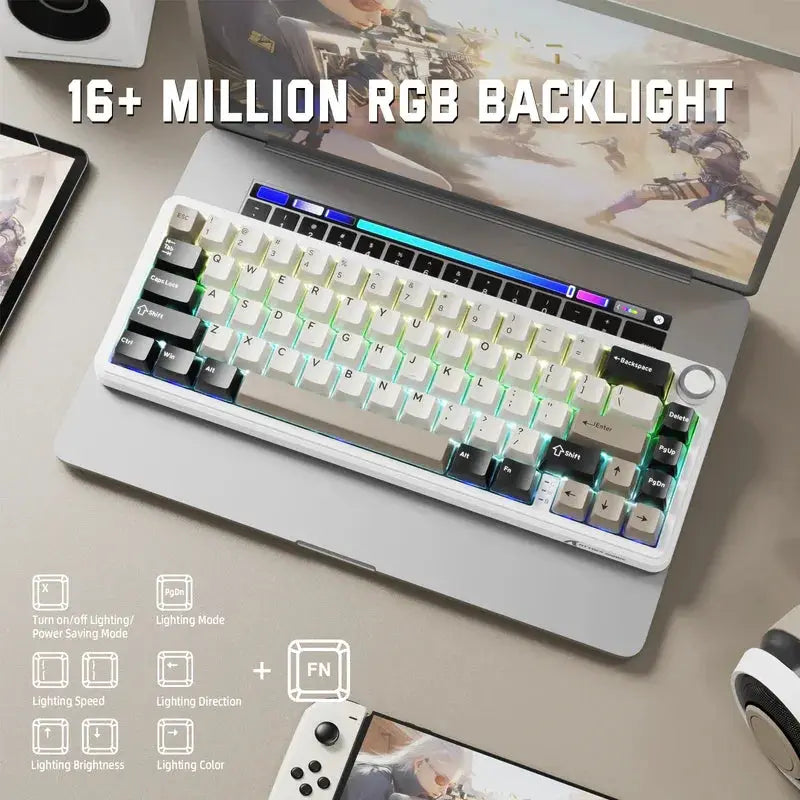Attack Shark X66 wireless mechanical keyboard by Simples Market with side-printed PBT keycaps and RGB backlight