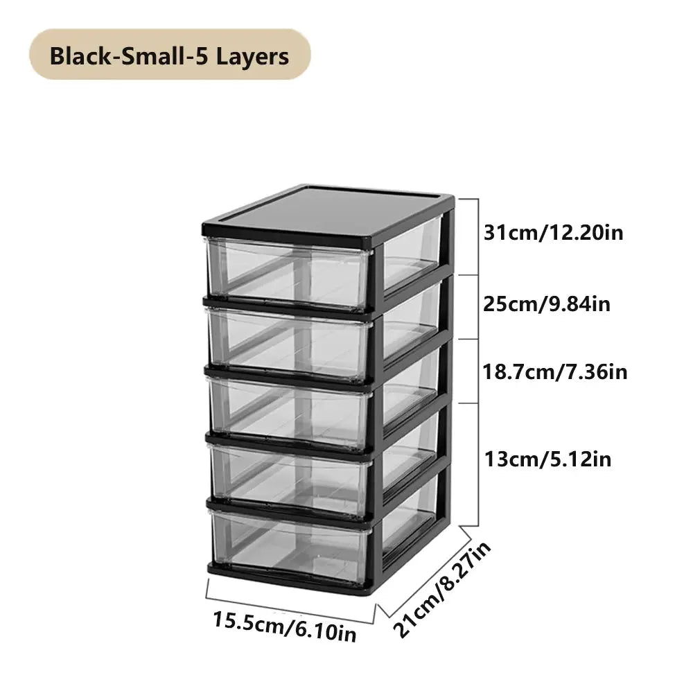 Clear Desktop Storage Box With Drawer Heightened Table Organizer Plastic Office Cabinet For Stationery Cosmetics